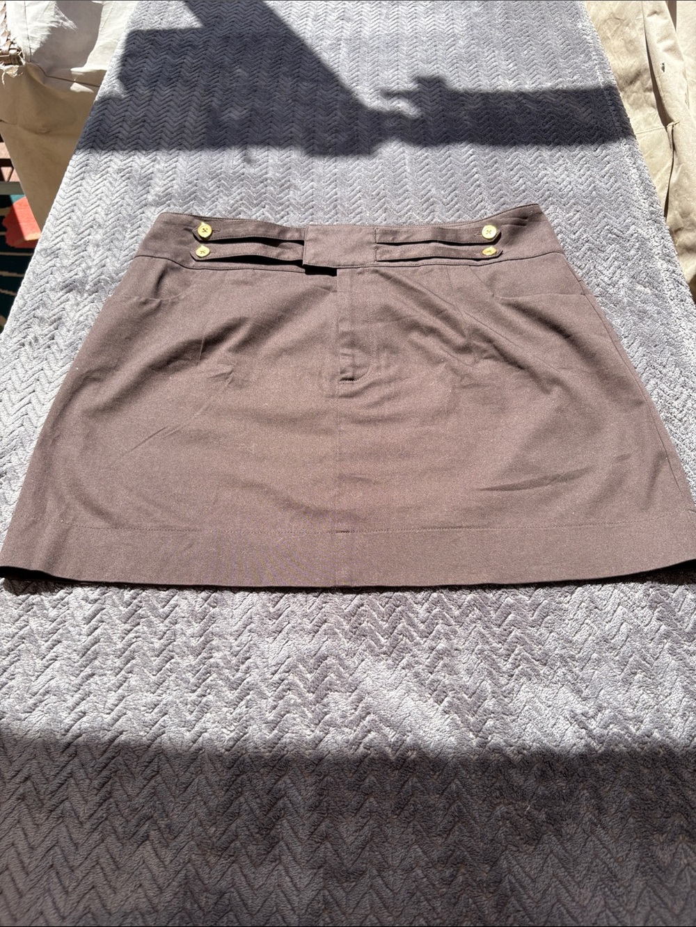 Body by Victoria Brown Mini Skirt with Gold Buttons